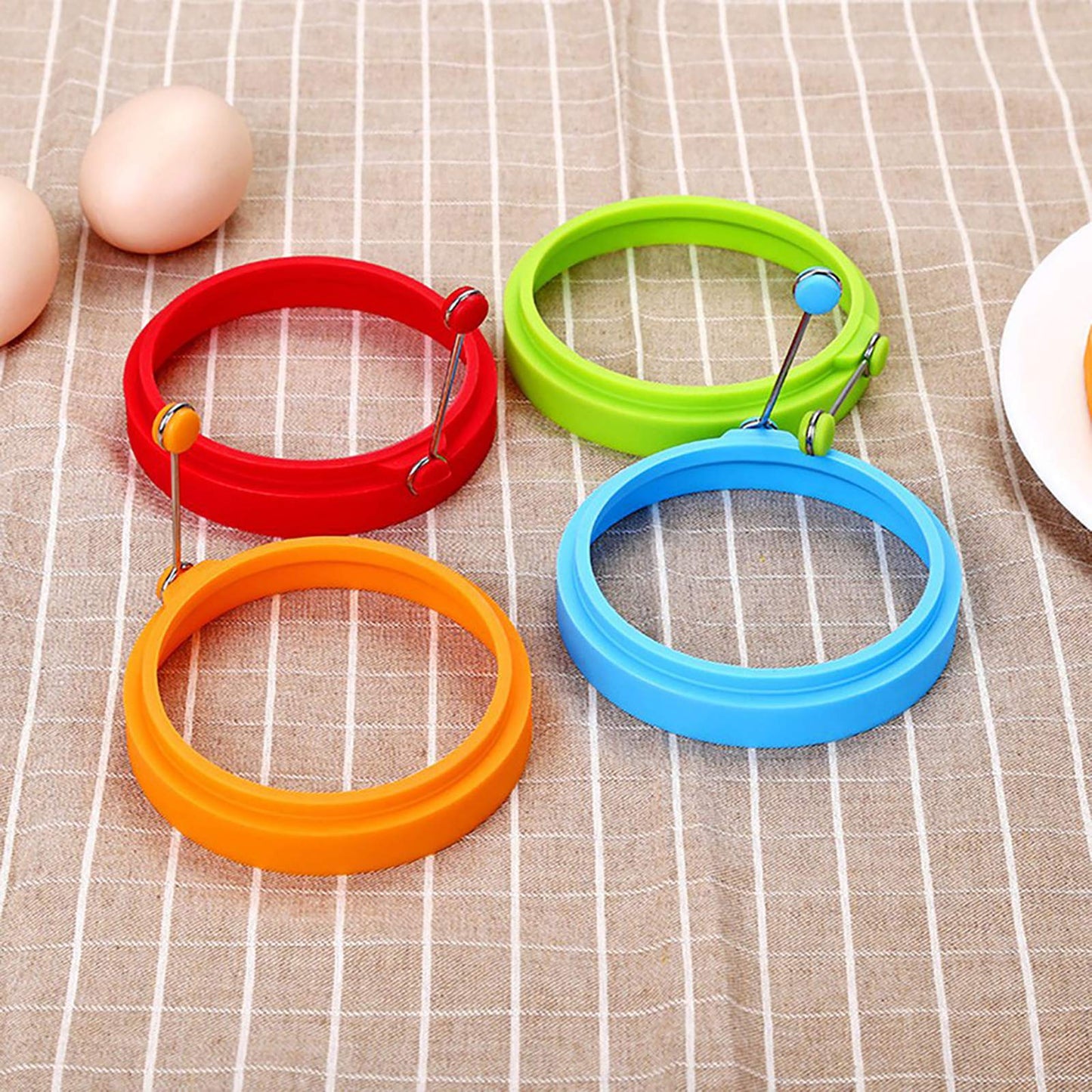 Food Grade Silicone Egg Rings, Multicolor, Egg Ring Molds for Cooking, Fried Egg Rings(4 Pack, 4 Inches)