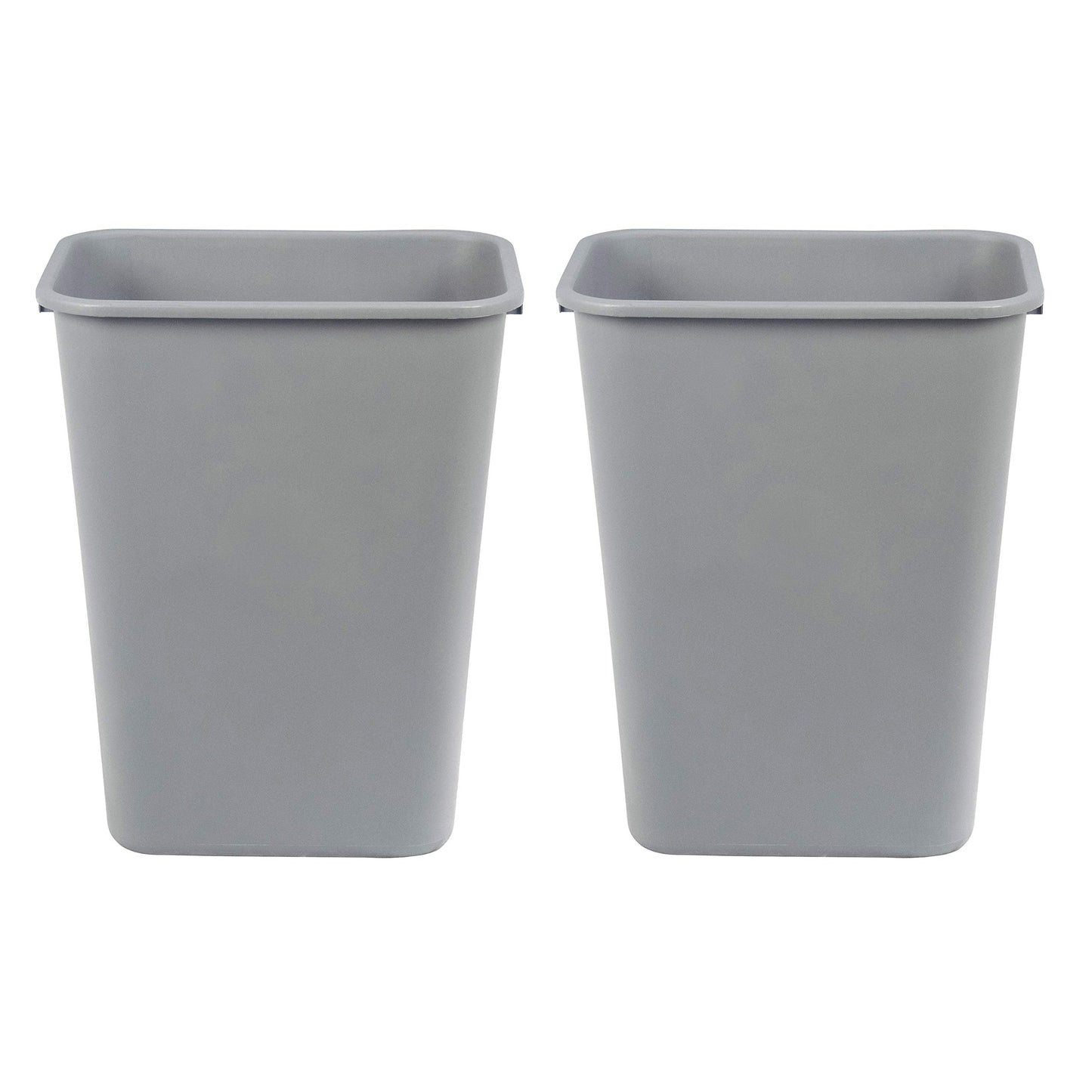 Amazon Basics Rectangular Commercial Office Wastebasket, 10 gallon (Pack of 2), Grey (Previously AmazonCommercial brand)