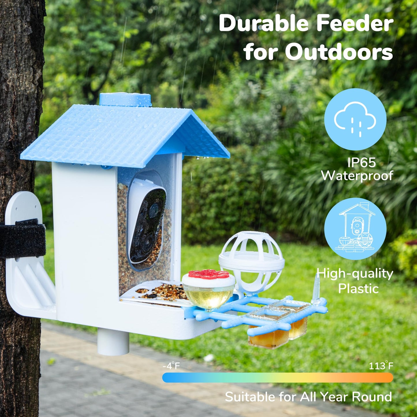 Twesync Bird Feeder with Camera, 2K HD Bird Video Capture, 5000mAh Battery with Solar Panel, Instant Arrival Alerts, Live View, AI Bird Species Identification, Perfect for Bird Lovers