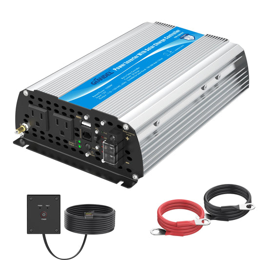 1200W Power Inverter DC12 Volt to AC 120 Volt with 20A Solar Charge Controller and Remote Control & USB Port for RV Truck Solar System