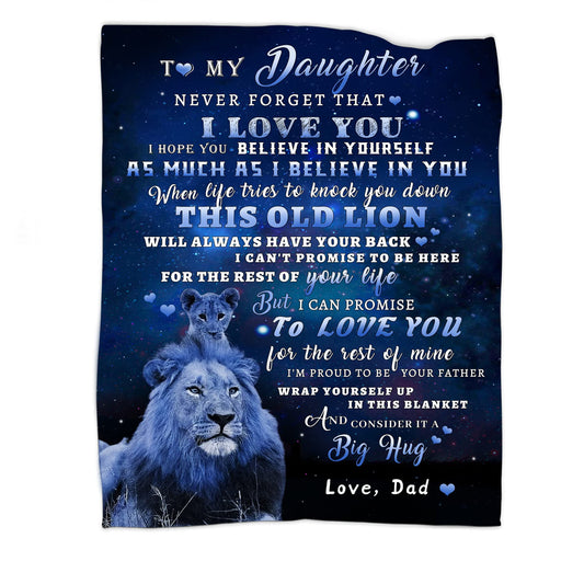 TGRUIHM Daughter Gifts from Dad, Daughter Gifts - Daughter Blanket, to My Daughter Lion Blanket from Dad, Blankets for Daughter, Dad to Daughter Christmas Birthday Gifts Flannel Throw Blanket 50"x60"