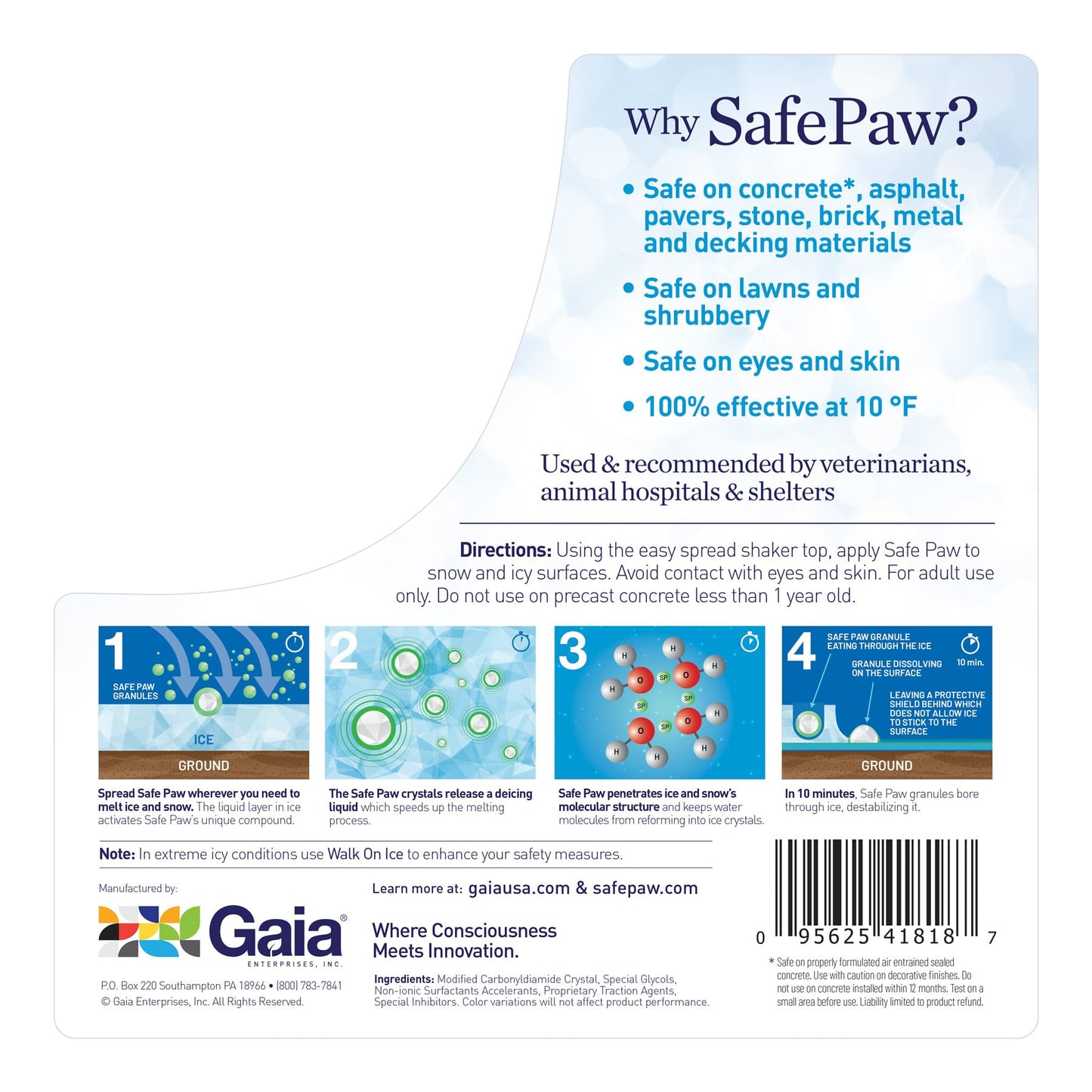 Safe Paw, Dog/Child/Pet Safe 100% Salt and Chloride free with Traction Agent, Non-Toxic, Fast Acting, Lasts 3X Longer