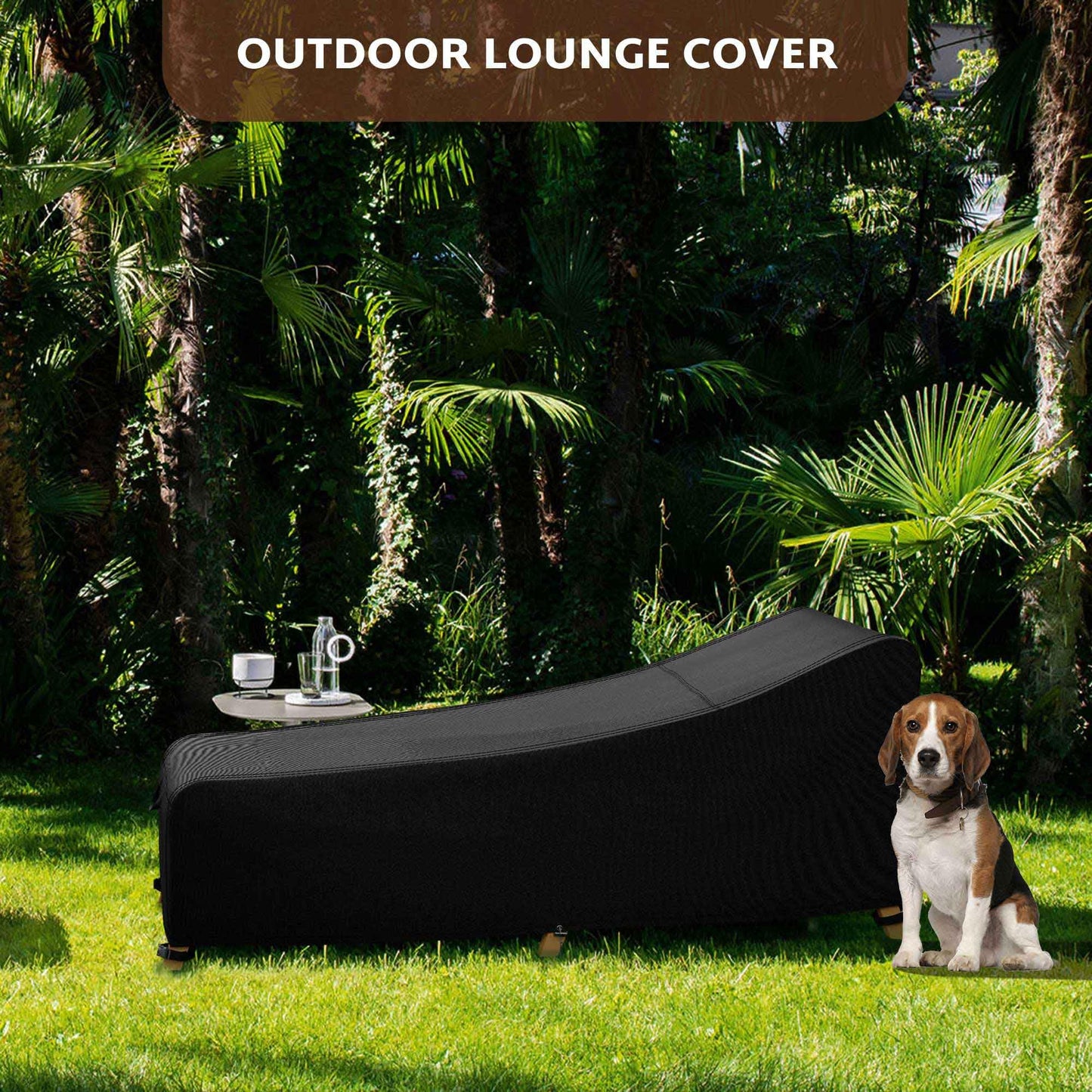 iBirdie Outdoor Lounge Chaise Chair Cover 80L x 26W x 19H inch Waterproof Patio Furniture Covers Lawn Pool Chair Cover 2 Pack Black