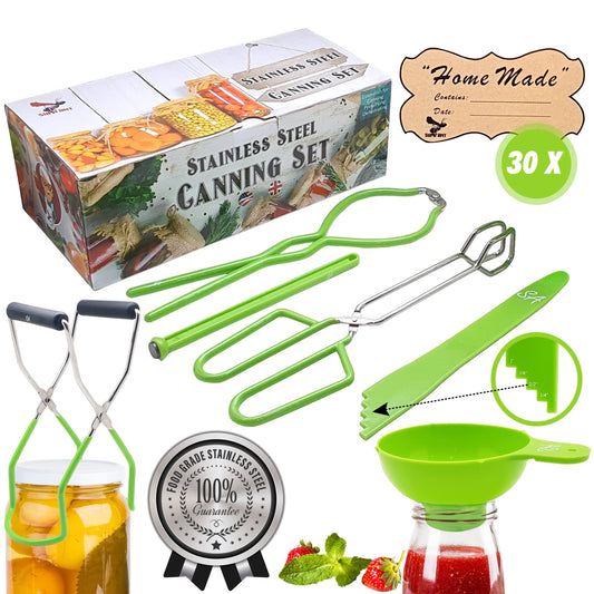 Supa Ant Canning Supplies - USA Assembled & Certified Food Grade Stainless Steel Canning tools - Canning set/pickling kit for beginners - Canning kit includes extra wide mouth funnel for mason jars