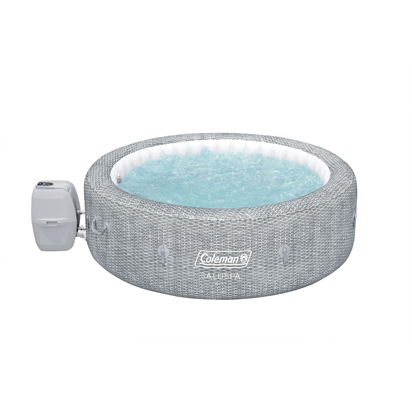 Coleman SaluSpa Sicily AirJet 7 Person Inflatable Hot Tub Round Portable Outdoor Spa with 180 Soothing AirJets and Insulated Cover, Gray