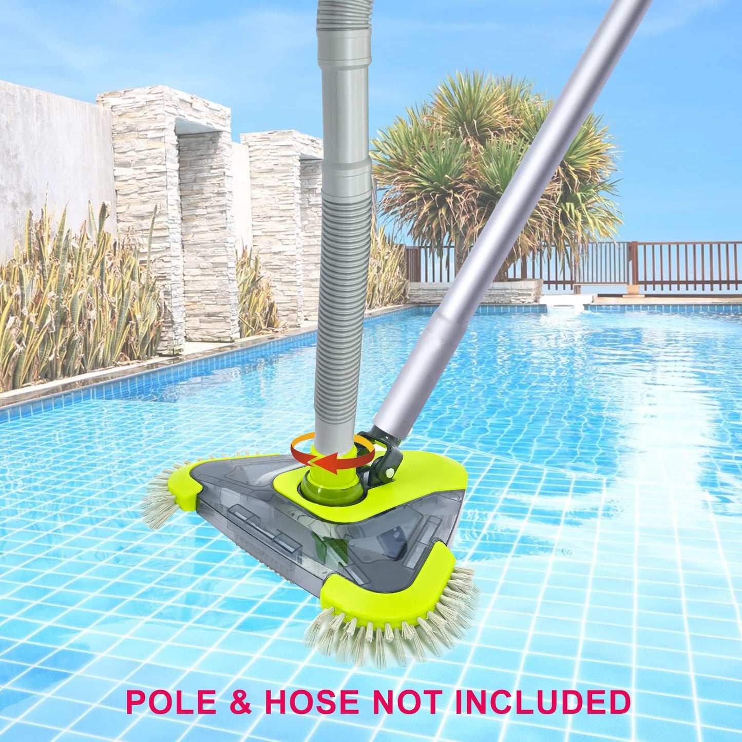 Sepetrel Upgrade Pool Vacuum Head with Side Brush & Universal Rotatable Hose Adapter,Weighted Triangular Shape(Safe for Vinyl Liner Pool)