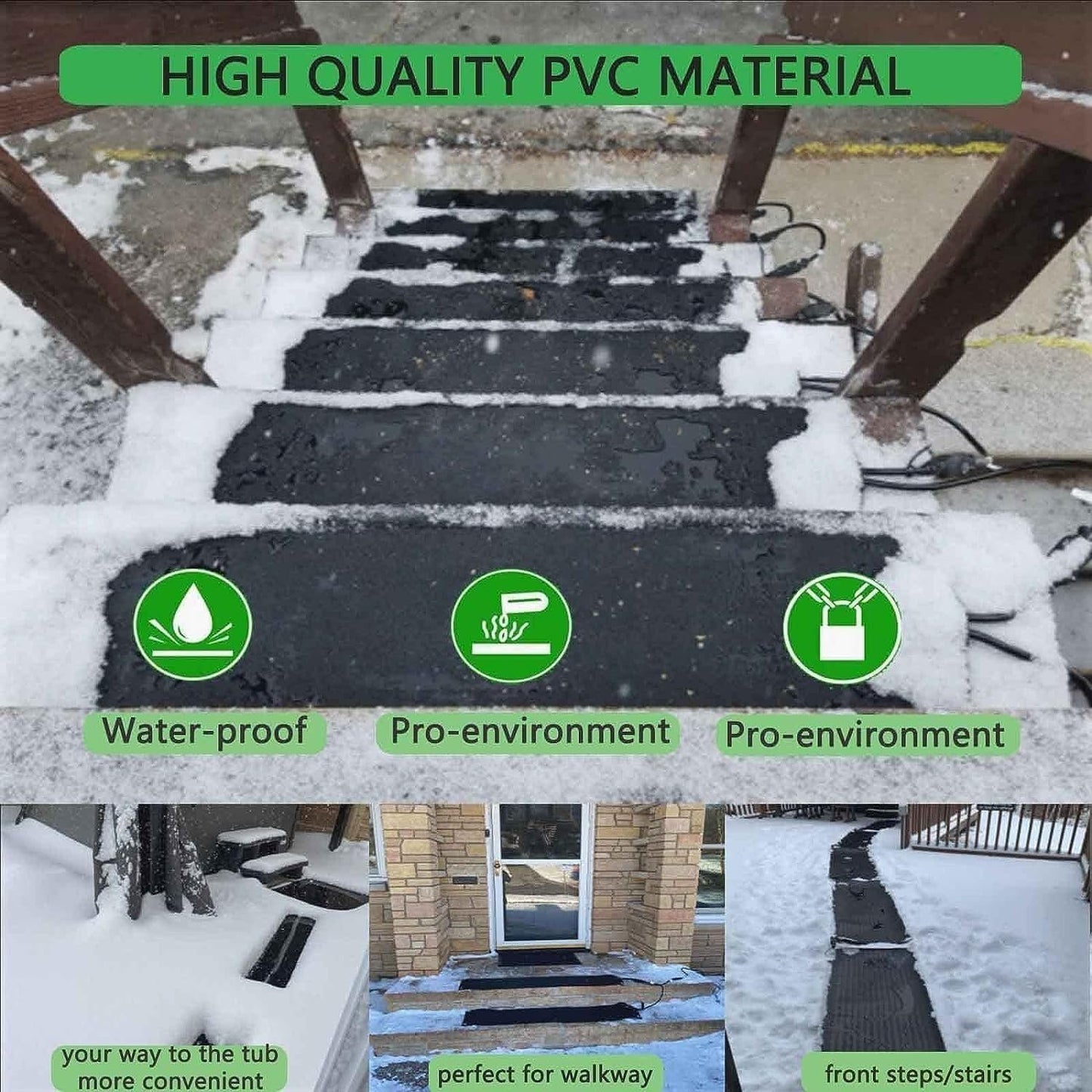 Heated Snow Melting Mats for Entrances, Heated Outdoor Mats Non-Slip Snow and Ice Melting Mats for Winter Snow Removal, Roof and Valley Heater, Melts 2 Inches of Snow per Hour ( Size : 24 x 36" in/60.