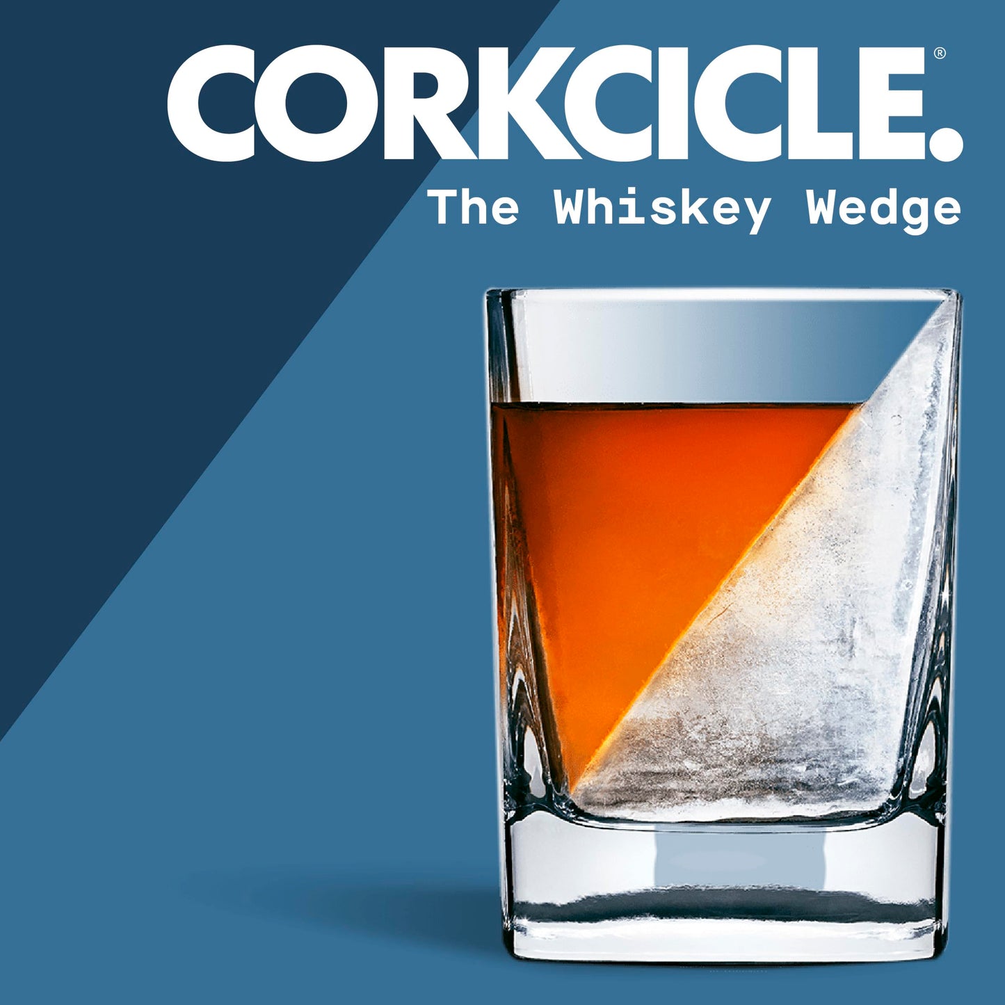 Corkcicle Premium Whiskey Wedge Old Fashioned Glass with Silicone Mold, 9 oz – Perfect for Chilling Whiskey, Tequila, Mocktails, and More – Ice Wedge Melts Slowly to Retain Drinks Full Flavor