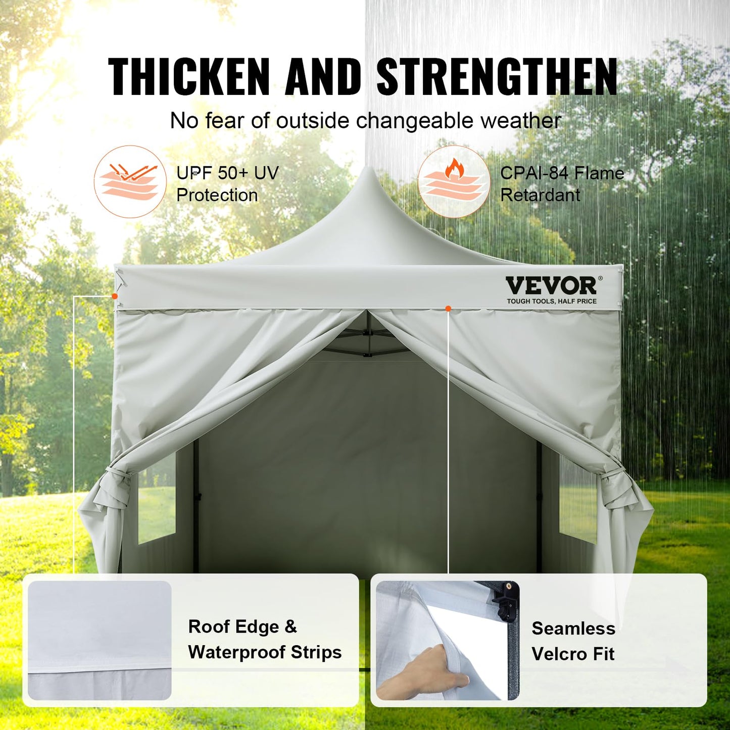 VEVOR 10x10 FT Pop up Canopy with Removable Sidewalls, Instant Canopies Portable Gazebo & Wheeled Bag, UV Resistant Waterproof, Enclosed Canopy Tent for Outdoor Events, Patio, Backyard, Party, Camping