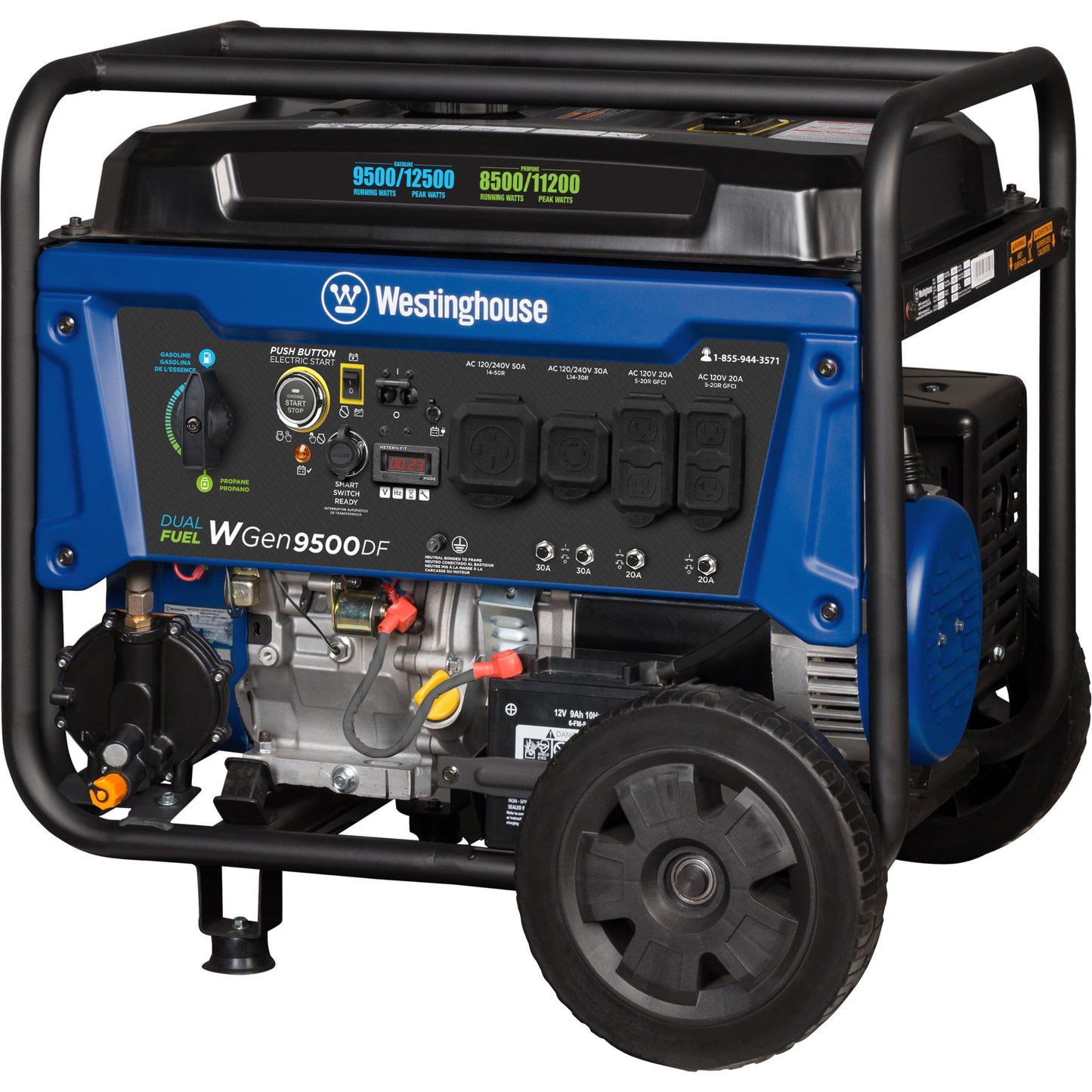 Westinghouse 12500 Watt Dual Fuel Home Backup Portable Generator, Remote Electric Start, Transfer Switch Ready, Gas and Propane Powered