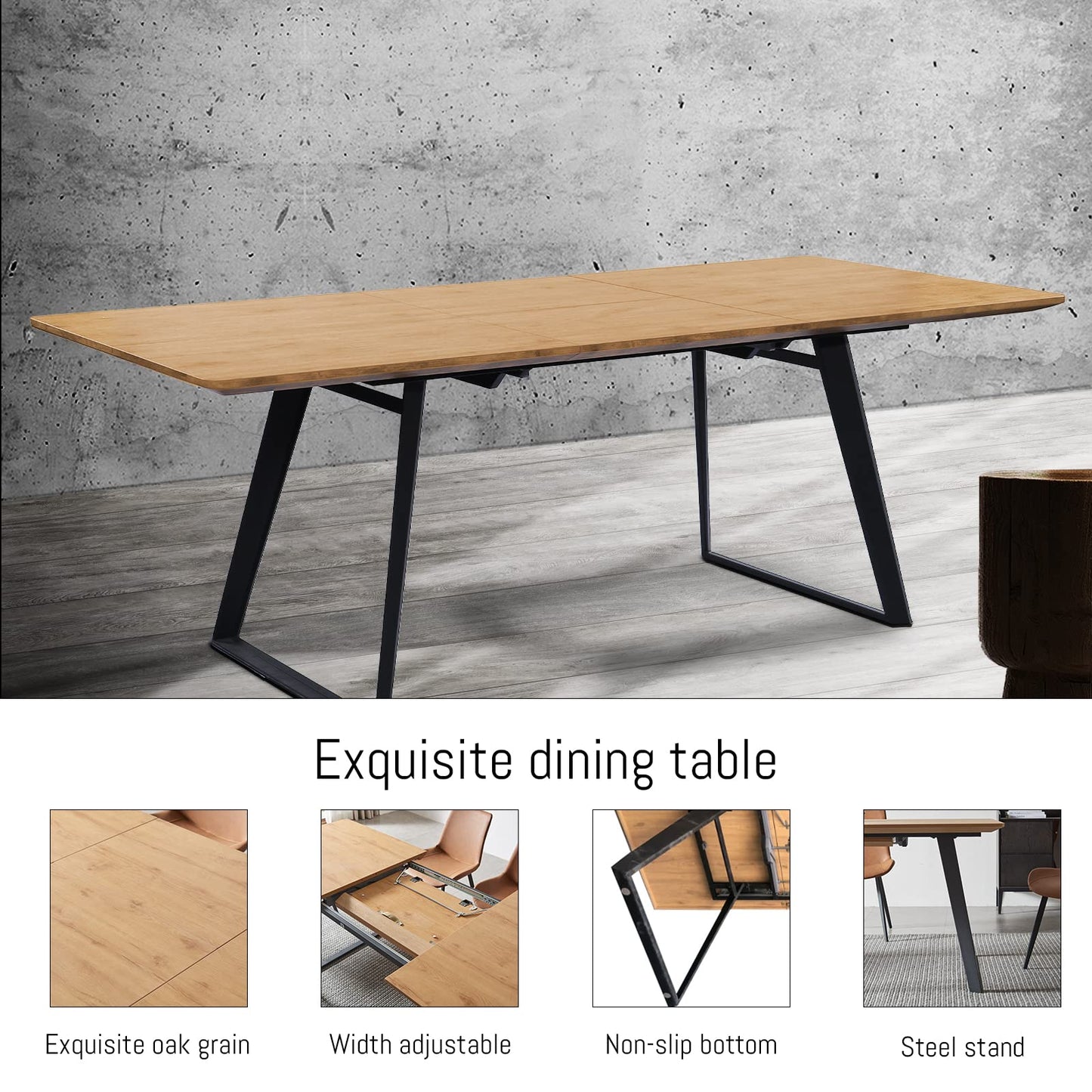 ZckyCine Modern mid-Century Dining Table Dining Table for 6 Rectangular Wooden Dining Table Expandable Dining Table Space-Saving Multifunctional Dining Table