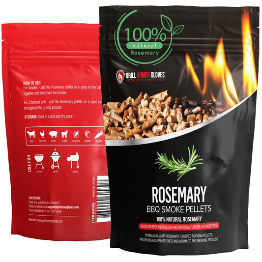 Grill Armor 100% All-Natural Rosemary Pellets for Smokers, Charcoal, Gas Grills, Smoking Gun – Mix with Other Basic Wood Pellets – Flavor Pellet for BBQ, Bake, Roast, Grilling – 1lb Bag Last 25-30H