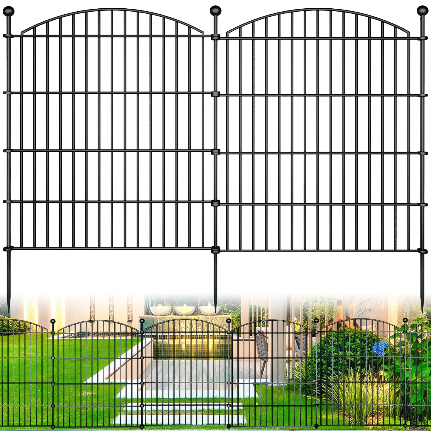 10 Panels Garden Fence Dog Fence Outdoor for Yard,32 in (H) X 23.6 Ft(L),Garden Fencing,Temporary,Fence Panels,No Dig Fence,Outdoor Dog Fence,Garden Fences and Borders for Dogs,Privacy Fence Screen