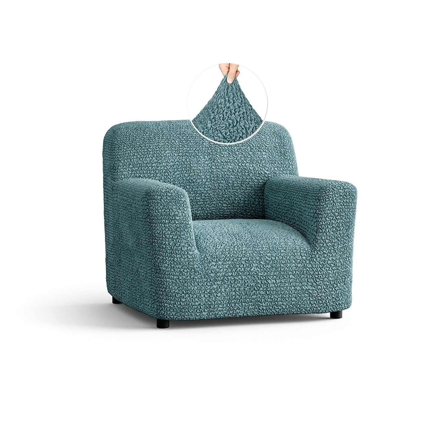 PAULATO BY GA.I.CO. Chair Cover - Armchair Cover - Armchair Slipcover - Soft Fabric Slipcover - 1-Piece Form Fit Stretch Stylish Furniture Protector - Microfibra Collection - Teal (Chair)