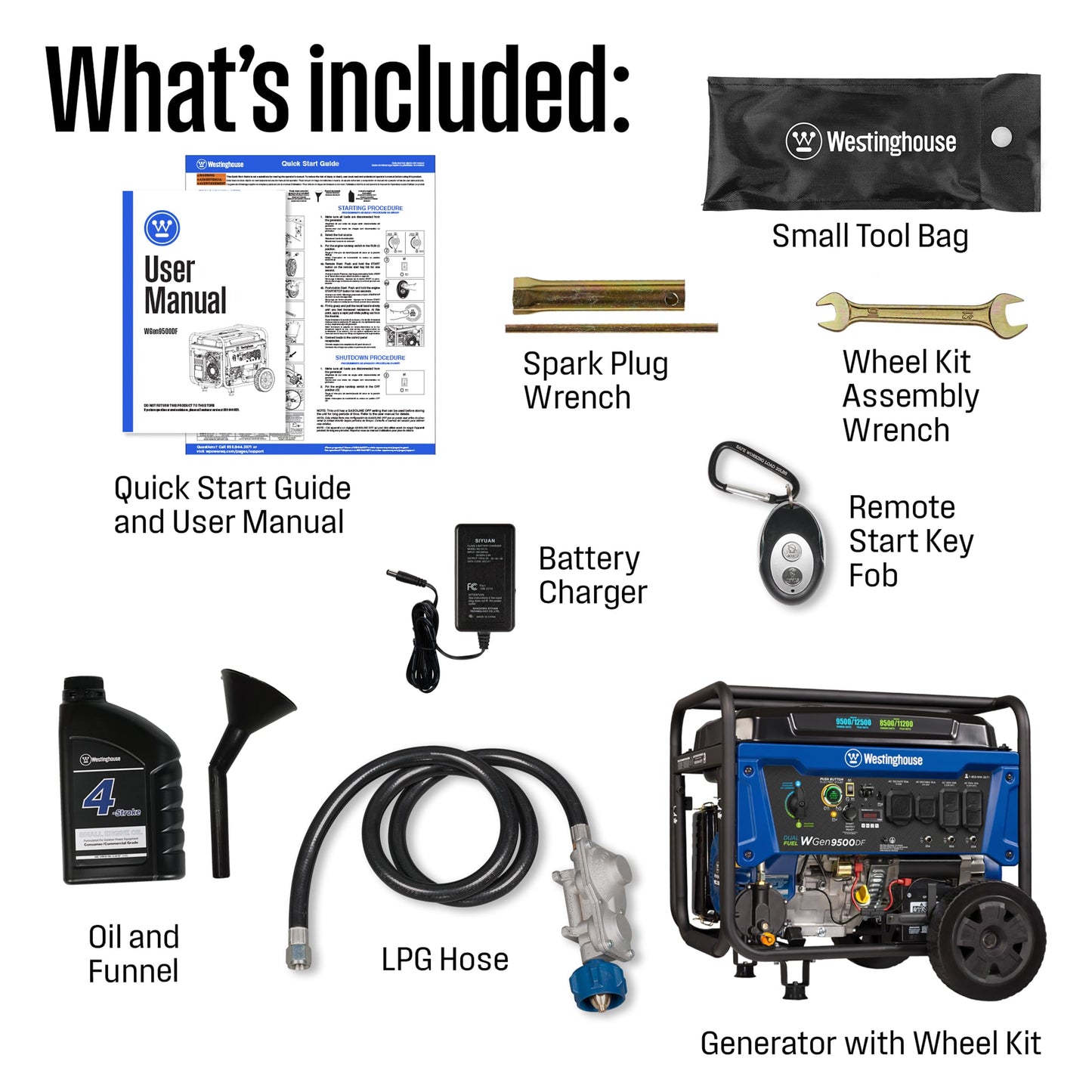 Westinghouse 12500 Watt Dual Fuel Home Backup Portable Generator, Remote Electric Start, Transfer Switch Ready, Gas and Propane Powered