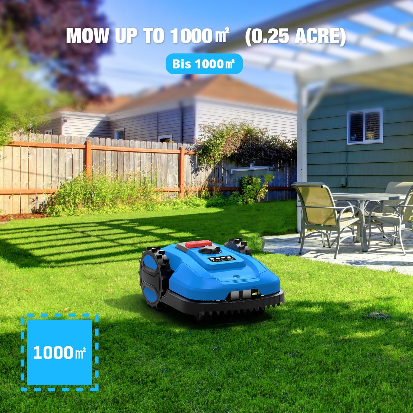 ACFARM 20V 4.0Ah Robotic Lawn Mower 1/4 Acre / 10,890 Sq. Ft, Automatic Lawnmower APP Control with Schedule, Self-Charging, Bluetooth Wi-Fi Connect, Cut to Edge