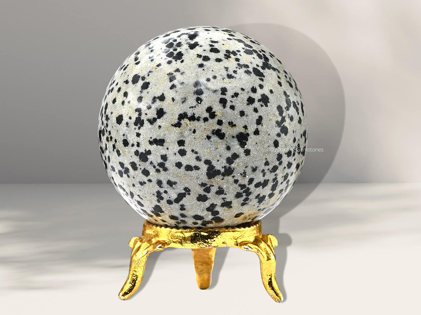 Dalmatian Jasper Crystal Ball with Stand - 2" Inches Crystal Sphere Meditation Balls for Witchcraft and Decorative Balls