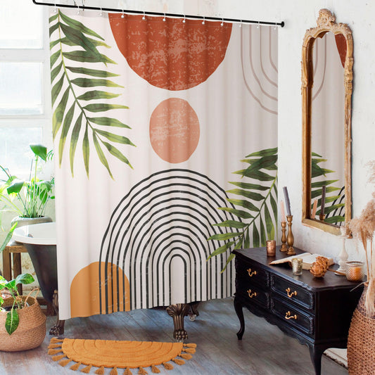 KIBAGA Beautiful Boho Shower Curtain for Your Bathroom - A Stylish 72" x 72" Modern Mid Century Curtain That Fits Perfect to Every Bath Decor - Ideal to Brighten Up Your Bohemian Bathroom at Home