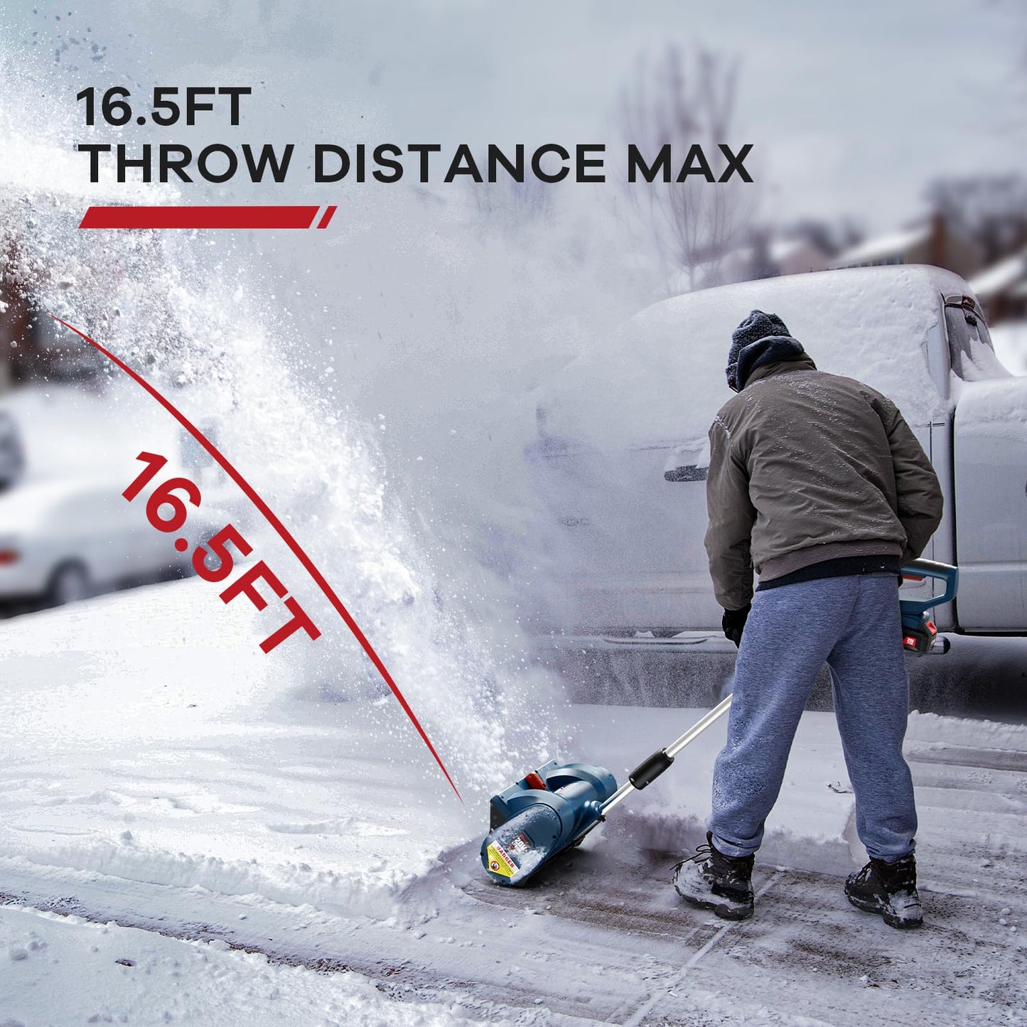 Snow Shovel, 20V | 12-Inch | 4-Ah Cordless Snow Blower, Battery Powered Snow Blower with Directional Plate & Adjustable Front Handle (4-Ah Battery & Quick Charger Included)