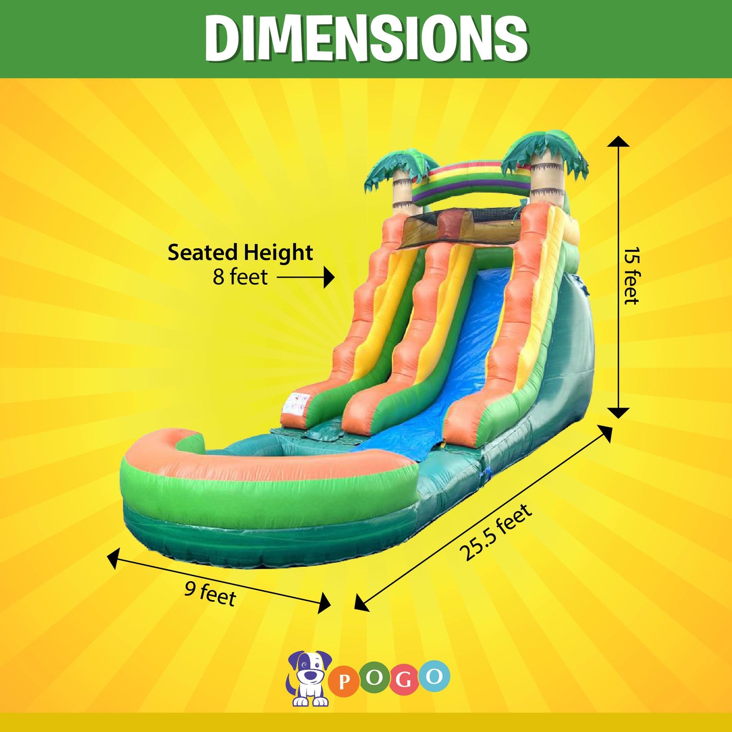 Inflatable Water Slides for Kids - Backyard Inflatable Water Slides with Splash Pool - Tropical Slide with Water Pool Complete with Blower, and Stakes - 25.5' x 9' - 15' Tall Slide