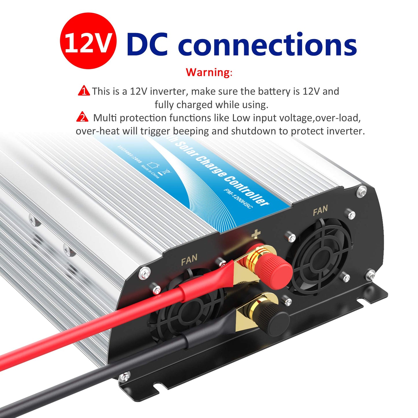 1200W Power Inverter DC12 Volt to AC 120 Volt with 20A Solar Charge Controller and Remote Control & USB Port for RV Truck Solar System