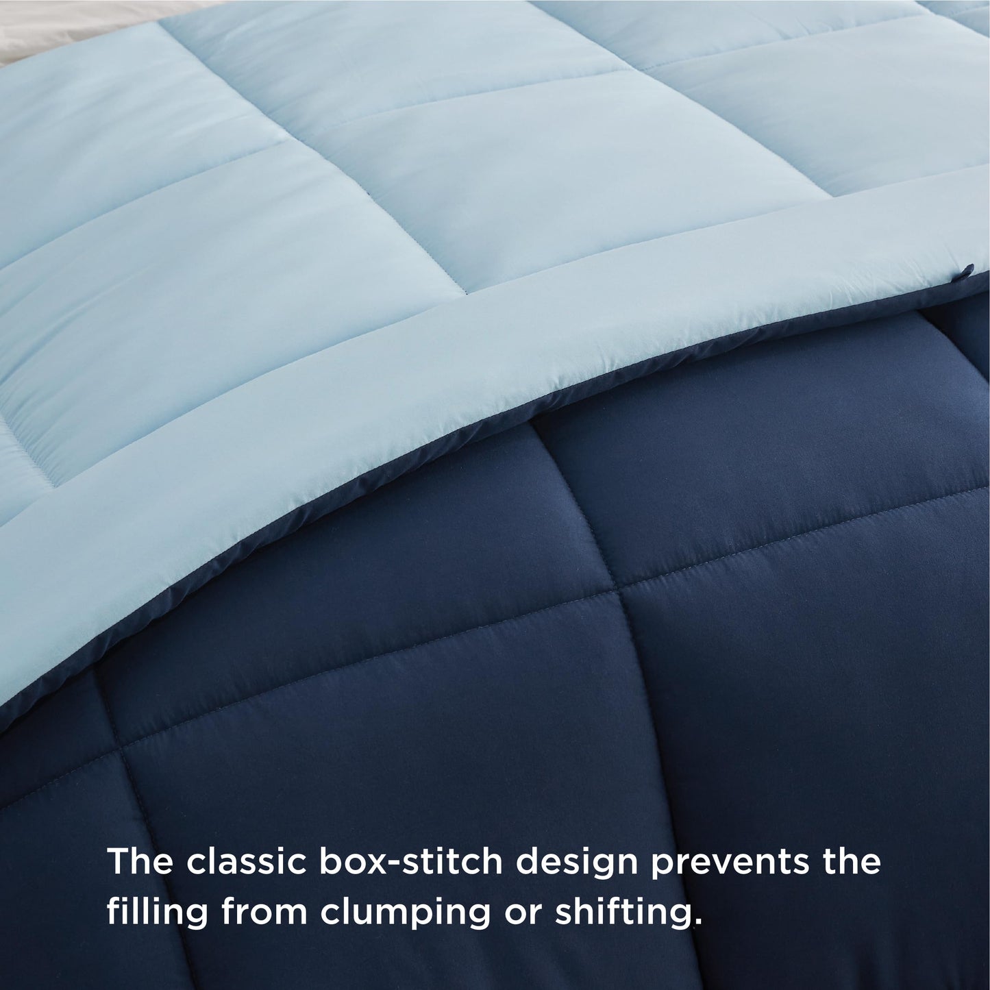 Bedsure Twin Reversible Comforter Duvet Insert - All Season Quilted Comforters Twin Size, Down Alternative Twin Size Bedding Comforter with Corner Tabs - Blue/Light Blue