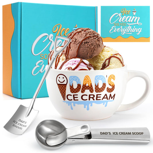 youlifafa Christmas Gifts for Dad from Daughter Son Dad's Gifts for Father's Day Birthday Ice Cream Bowl and Scoop Dad's Ice Cream Bowl Ice Cream Shovel Set Present