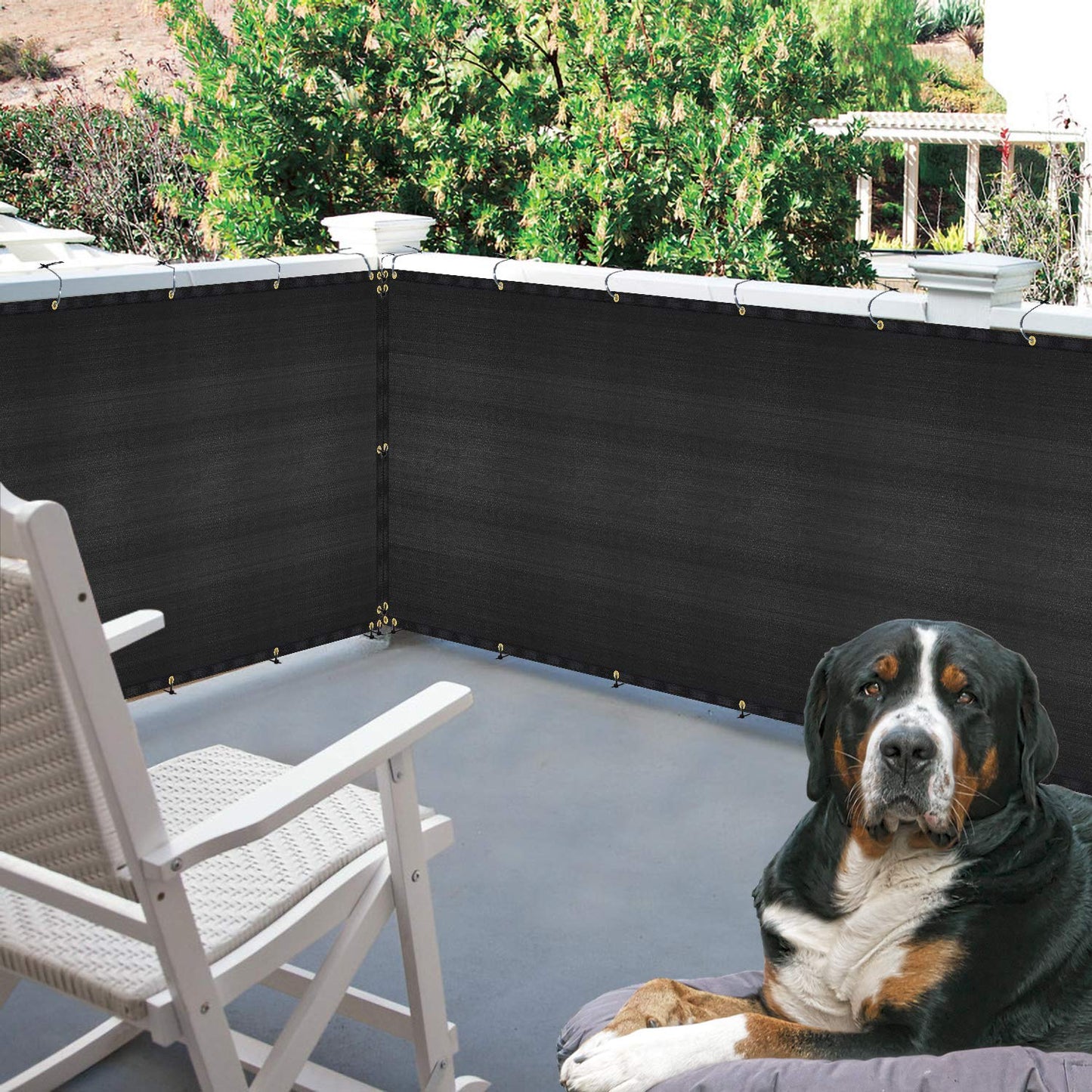 DearHouse Balcony Privacy Screen Cover, 3.5ft x16.5ft Privacy Screen Balcony Shield for Porch Deck Outdoor Backyard Patio Balconys, Includes 35 pc Cable Ties