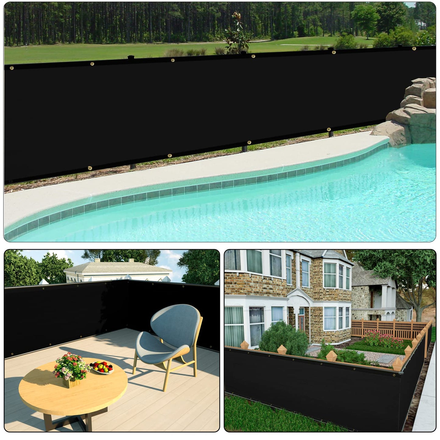 UPGRADE Balcony Privacy Screen Fence Commercial Shade Cover 3' x 16' with Ties Durable and UV Resistant Perfect for Deck Patios-Black, Customizable