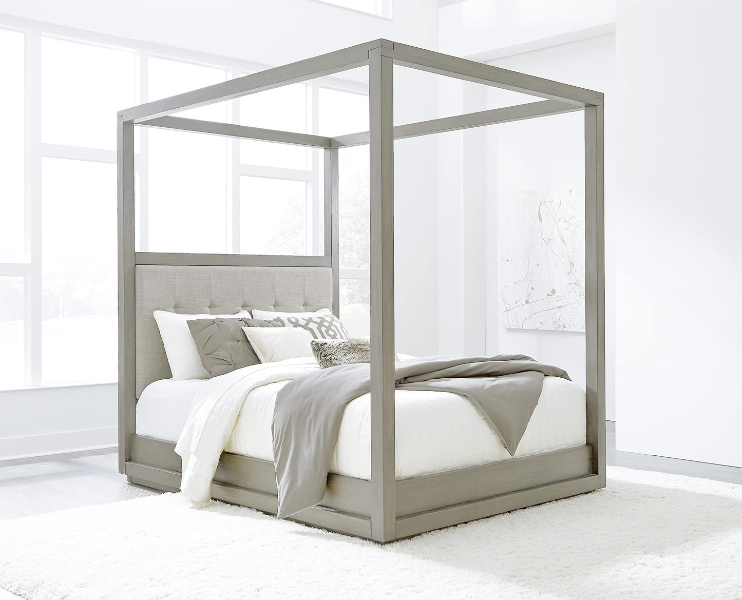 Modus Furniture Solid-Wood Canopy Bed, California King, Oxford - Mineral