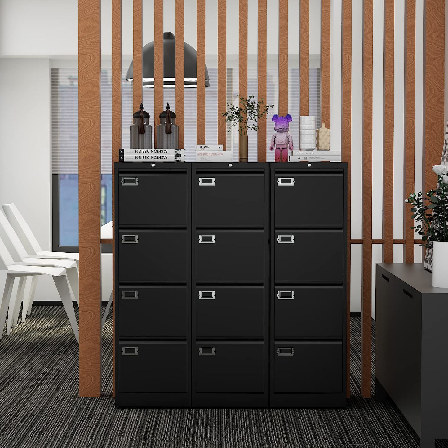 Fesbos 4 Drawers Vertical File Cabinets - Lateral Filing Cabinets - Metal Steel Lockable Storage Cabinets for Home Office to Hanging Files Letter/Legal/F4/A4 Size