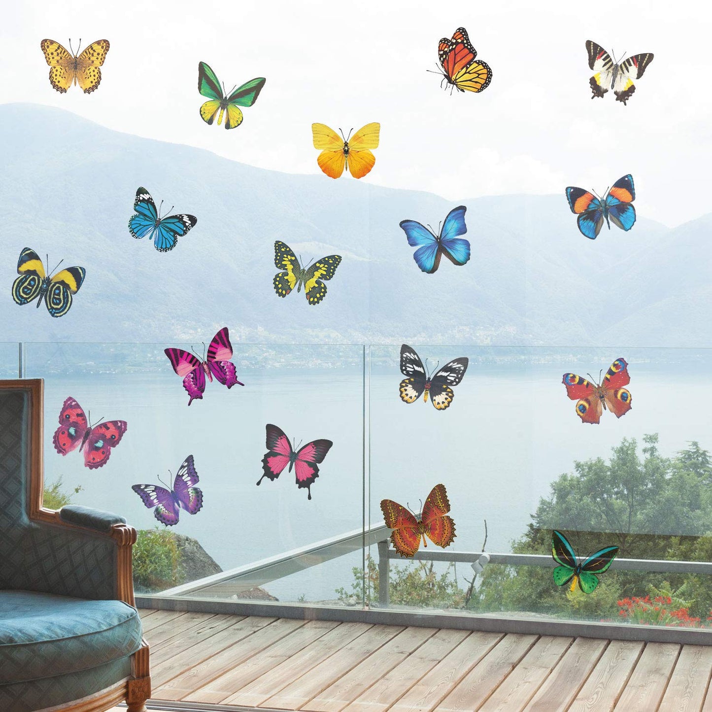 40 Pieces Butterfly Anti-Collision Window Clings Birds Window Decals to Prevent People and Bird Strikes on Window Glass Cling Decor for Windows and Doors