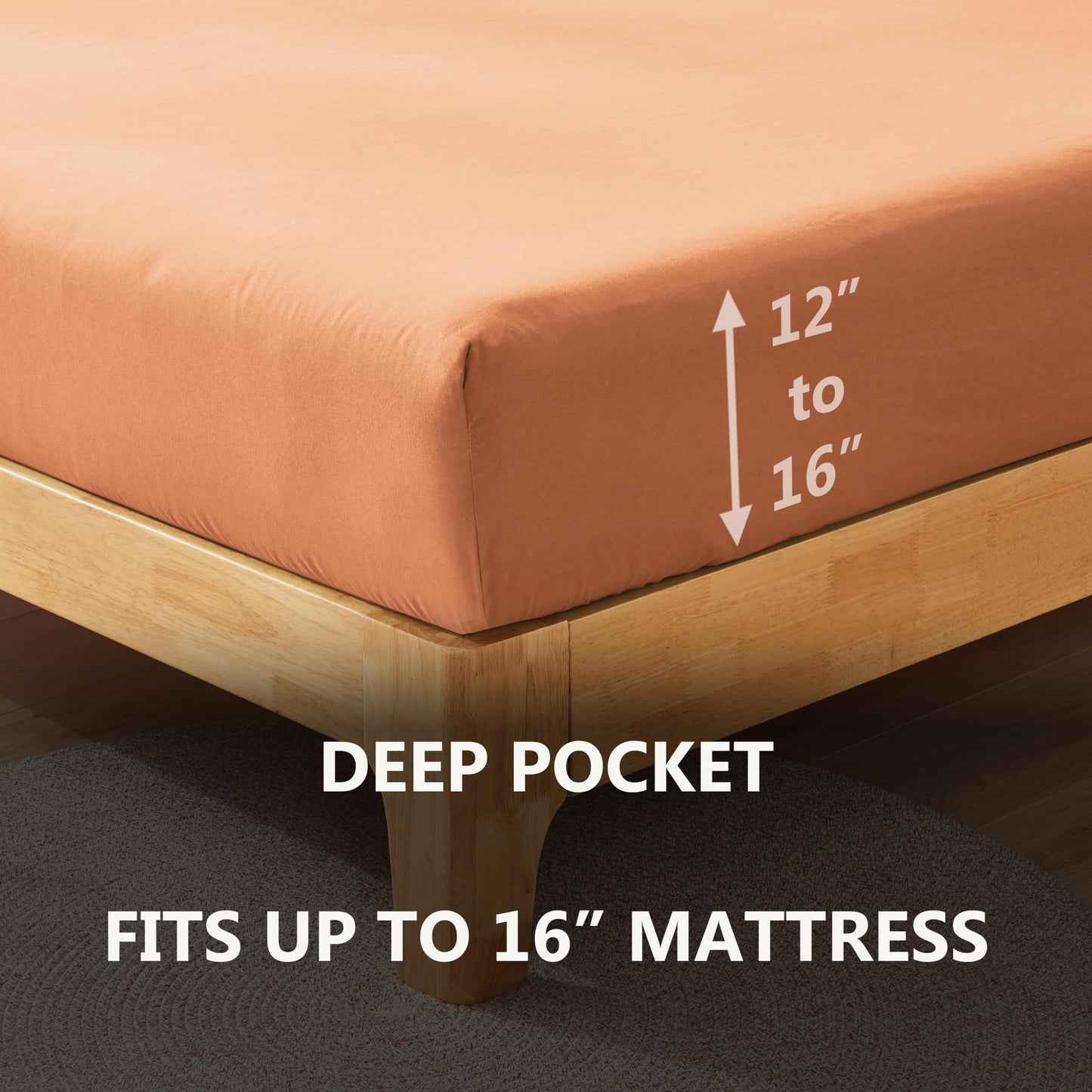Alazuria Pastel Terracotta King Fitted Sheet Only 1 Piece Mattress Sheet 12 to 16 Inches Deep Pocket, Hotel Luxury Premium Quality, Solid Color, Double Brushed with 360-Elastic 80 X 78 Inches