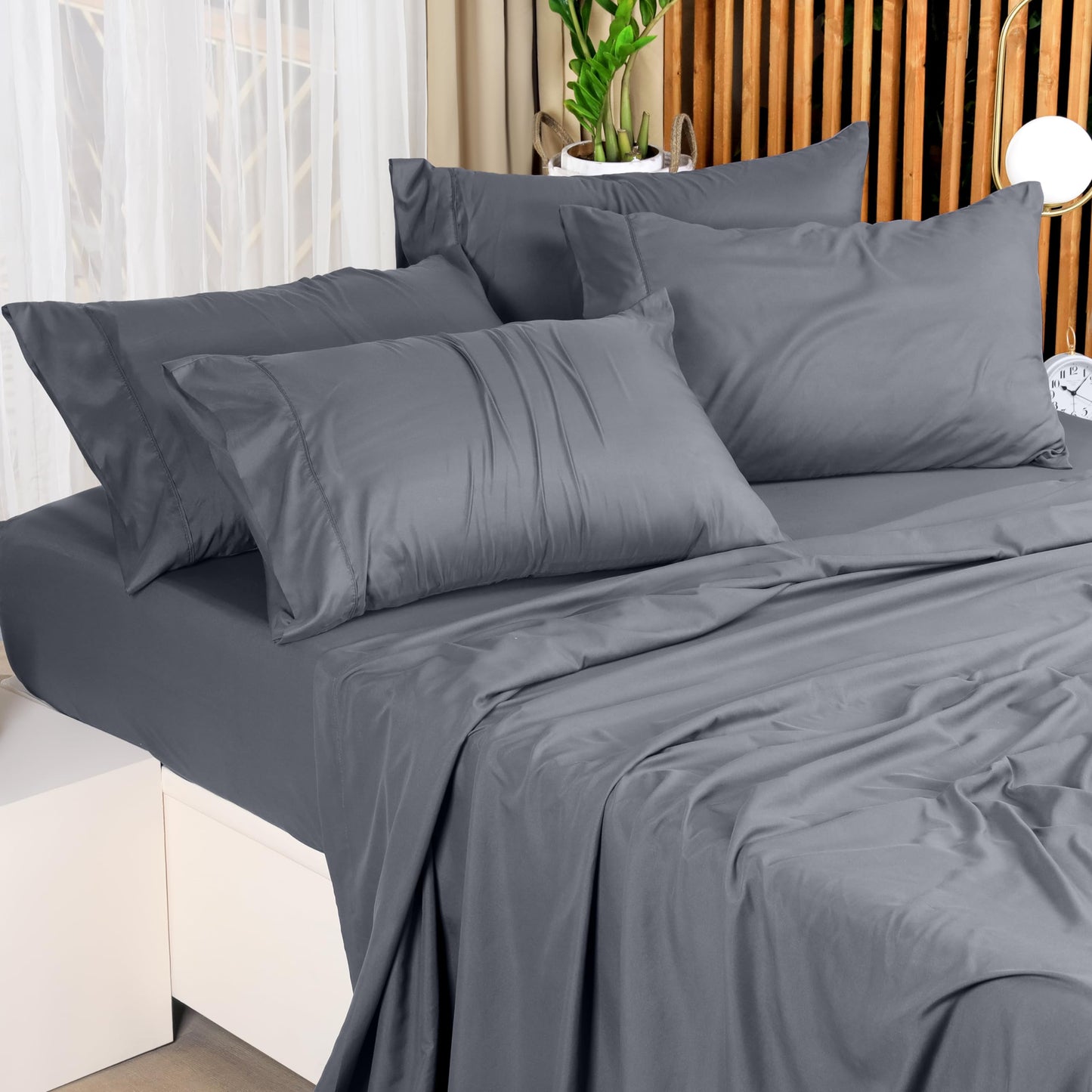 Utopia Bedding King Bed Sheets Set - 4 Piece Bedding - Brushed Microfiber - Shrinkage and Fade Resistant - Easy Care (King, Grey)