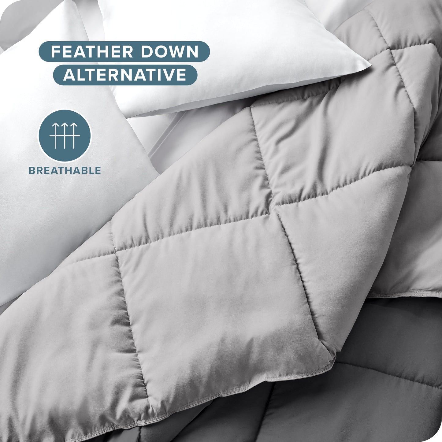 Bare Home Full Comforter - Reversible Colors - Goose Down Alternative - Ultra-Soft - Premium 1800 Series - All Season Warmth - Bedding Comforter (Full, Grey/Light Grey)