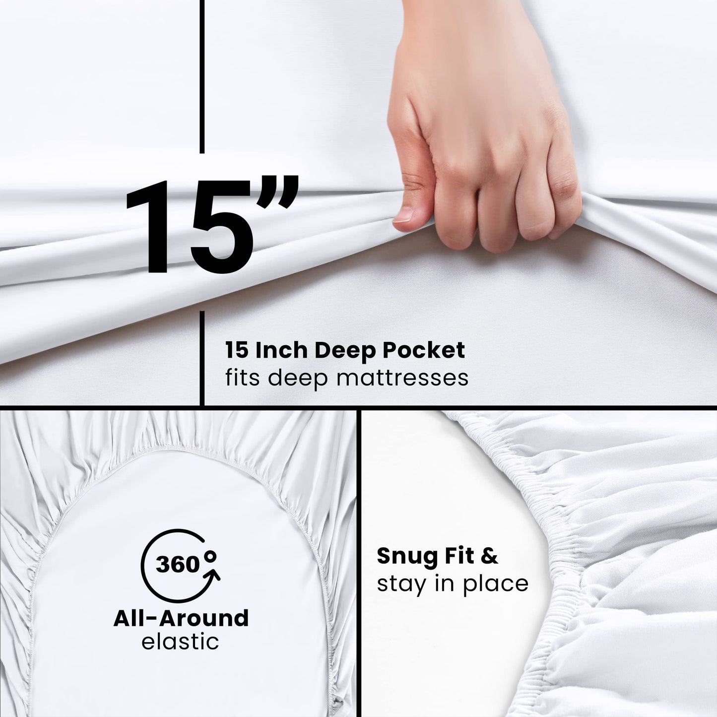 Utopia Bedding Queen Fitted Sheet - Bottom Sheet - Deep Pocket - Soft Microfiber -Shrinkage and Fade Resistant-Easy Care -1 Fitted Sheet Only (White)