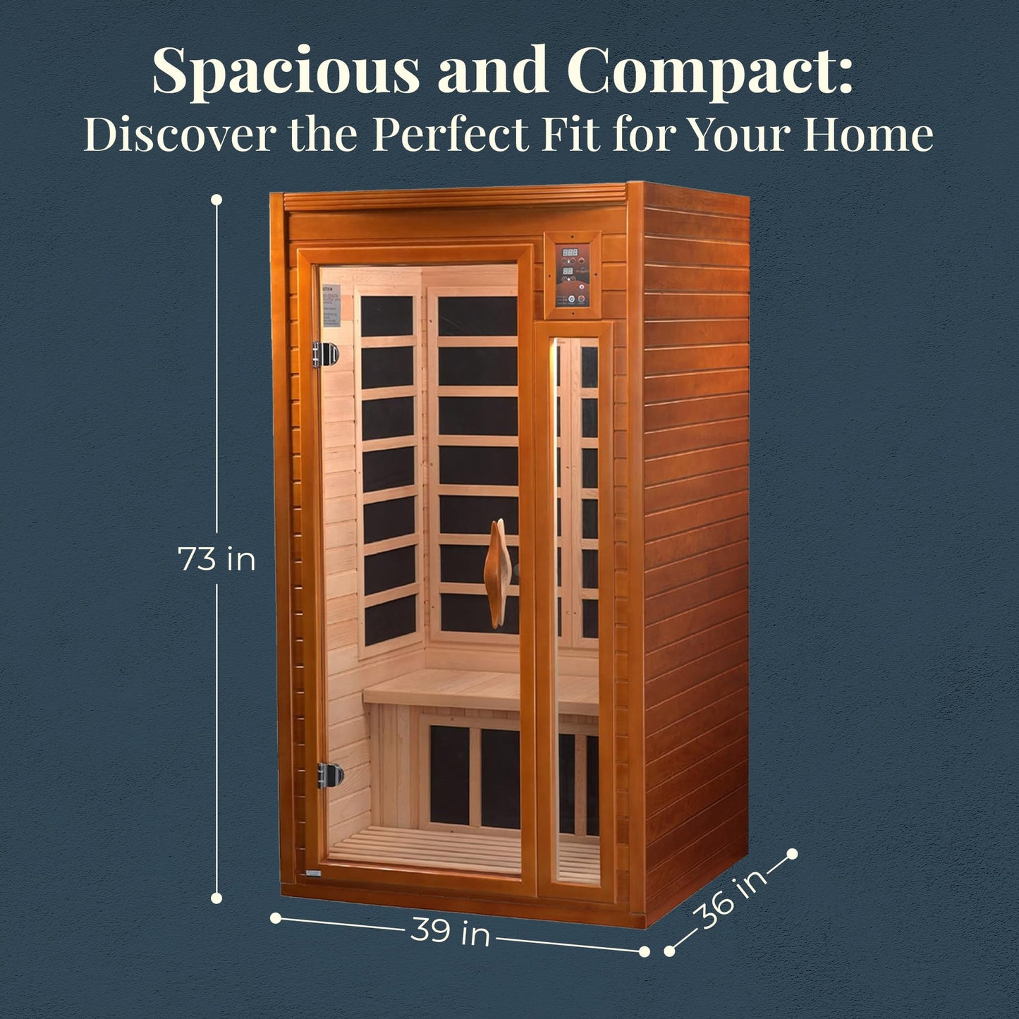 Dynamic Barcelona 1 to 2 Person Hemlock Wood Low EMF FAR Infrared Sauna For Home with LED Control Panel and Tempered Glass Door - Curbside Delivery