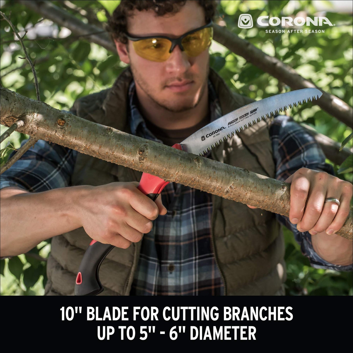 Corona Tools 10-Inch RazorTOOTH Folding Saw | Pruning Saw Designed for Single-Hand Use | Curved Blade Hand Saw | Cuts Branches Up to 6" in Diameter | RS 7265D