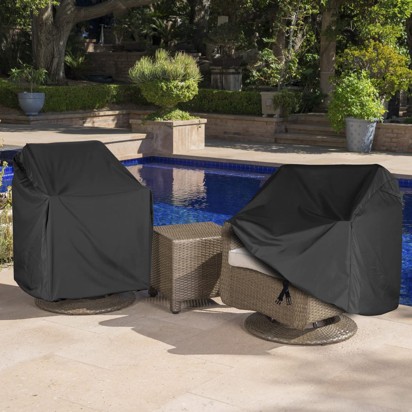 ANANMEI Waterproof Patio Chair Covers 4 Pack ( 37.5 W x 39.25 D x 38.5 H inches) for Outdoor Swivel Chair/Lounge Deep Seat Cover, Heavy Duty and Waterproof Outdoor Patio Furniture Covers, Black