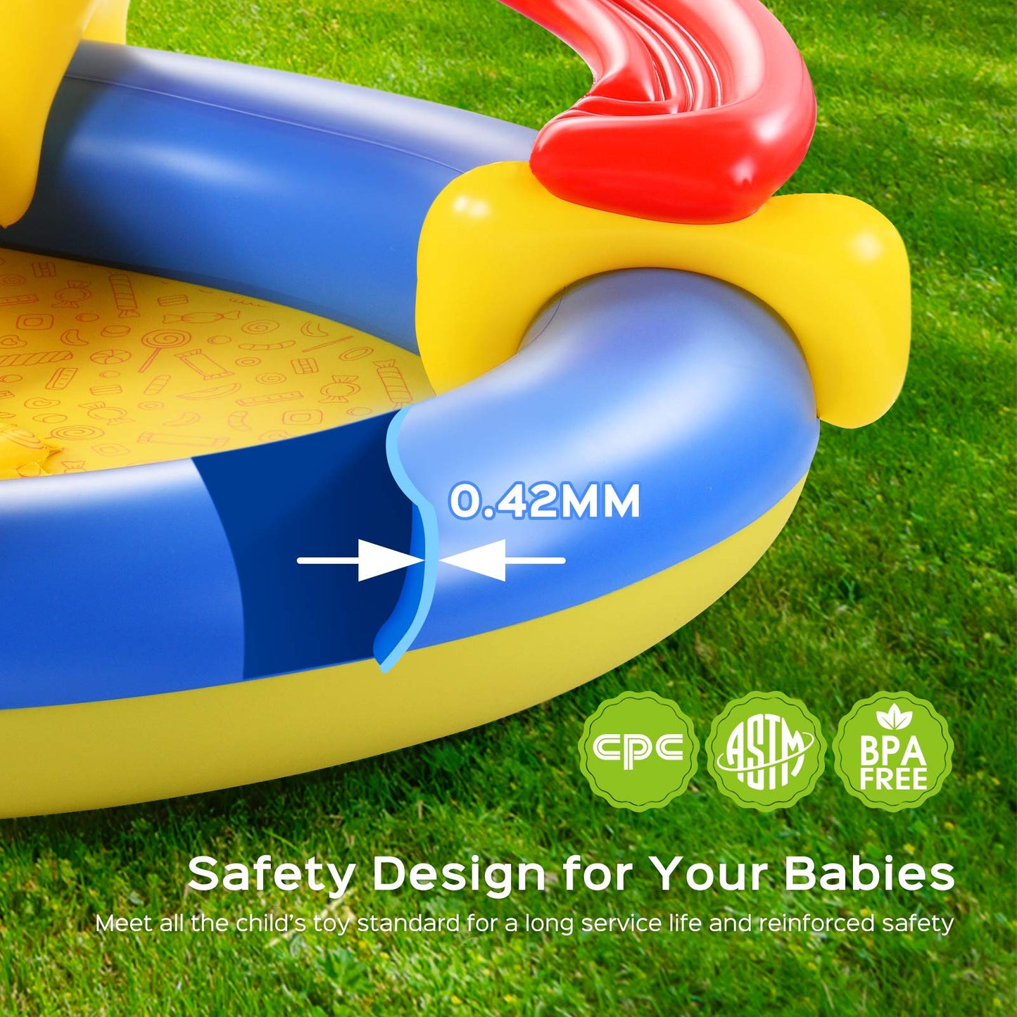 Inflatable Play Center, Full-Sized Kiddie Pool with Slide, 115" X 70" X 44", Baby Kids Pool, Fountain Arch, Ball Roller for Toddler, Thick Wear-Resistant Big Above Ground, Garden Backyard Water Park