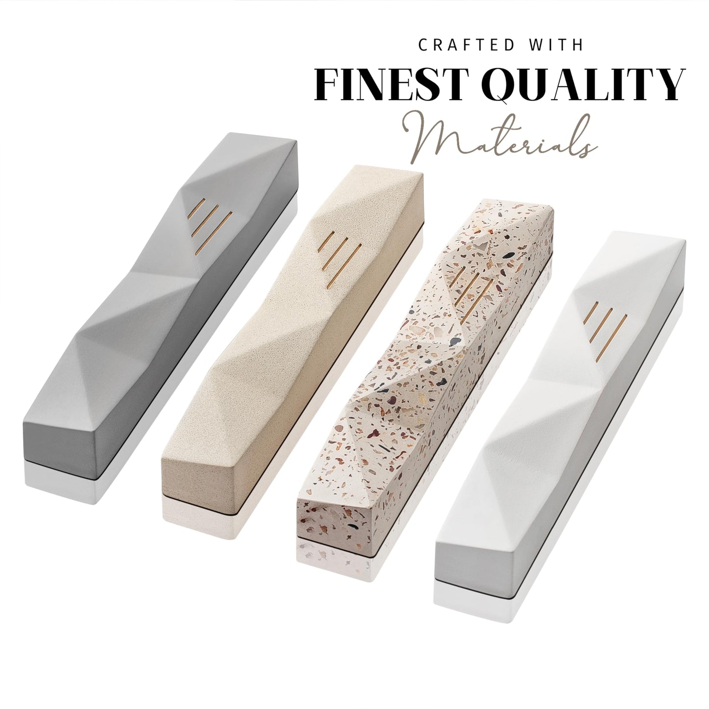 Chic Urban Mezuzah for Door | Concrete Jewish Door Mezuzah Case with Shin | Available in 4-Inch and 6-Inch Sizes | Includes Printed Shema Scroll, Self-Adhesive Backing & Gift Box