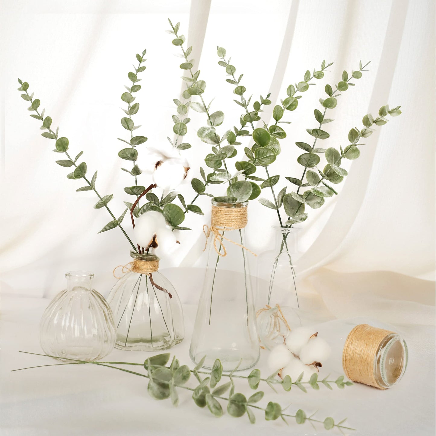 Tiyard 18pcs Eucalyptus Stems Artificial Eucalyptus Leaves Stems Artificial Fake Flowers for Home Office Flowers Bouquet Centerpiece Wedding Decoration Christmas Decor 2024