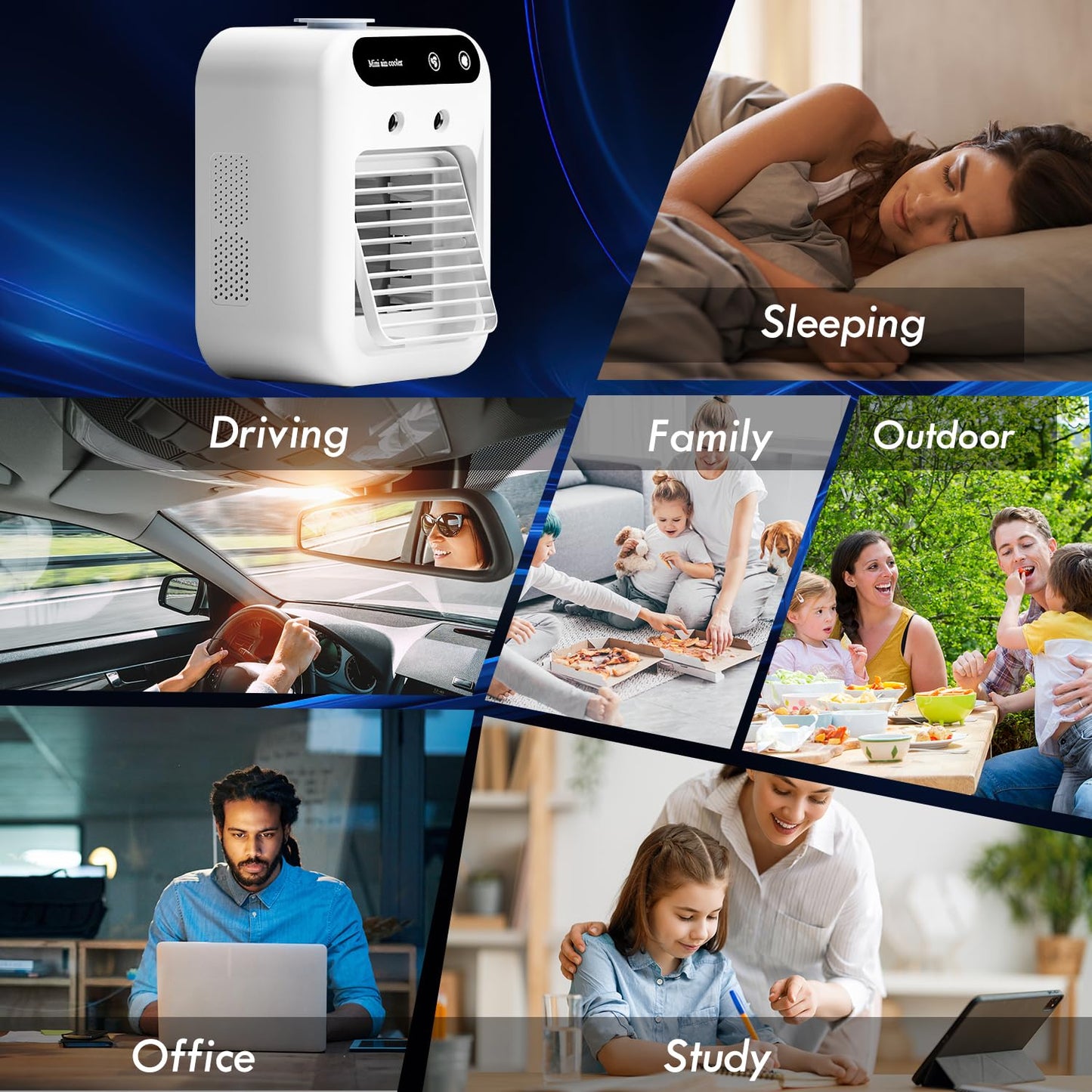 Portable Air Conditioners,3-In-1 Mini Air Conditioner For Bedroom, Air Cooler With Dual Fog Setting And Powerful Wind Speed,Affordable Cooling Options For Living Room, Bedroom, Desktop (White)