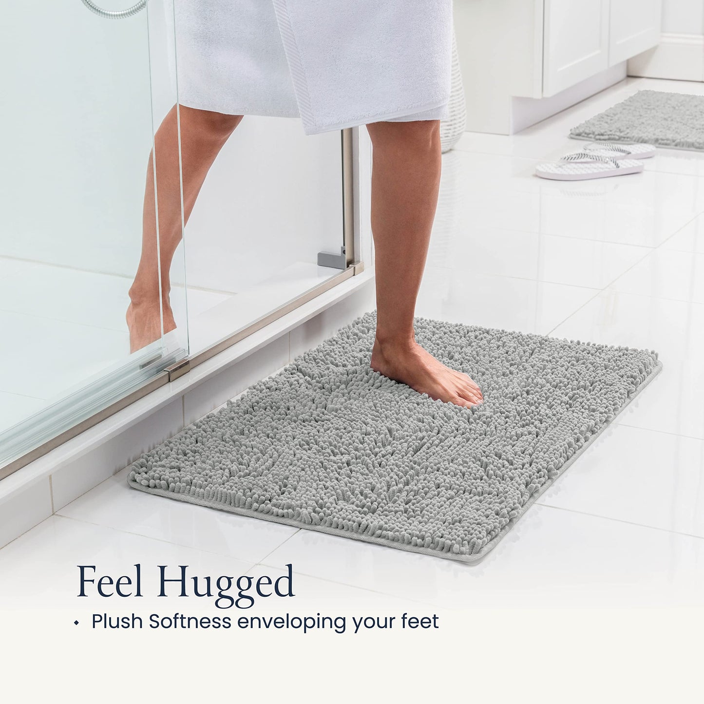 BELADOR Bathroom Rugs Sets 2 Piece- Plush Bath Mat Set Quick-Dry Soft Chenille Bathroom Mat with Rubber Backing, Absorbent Bathroom Rug Set, Washable Bath Rugs for Bathroom- Bath Mats 24x17 + 30x20