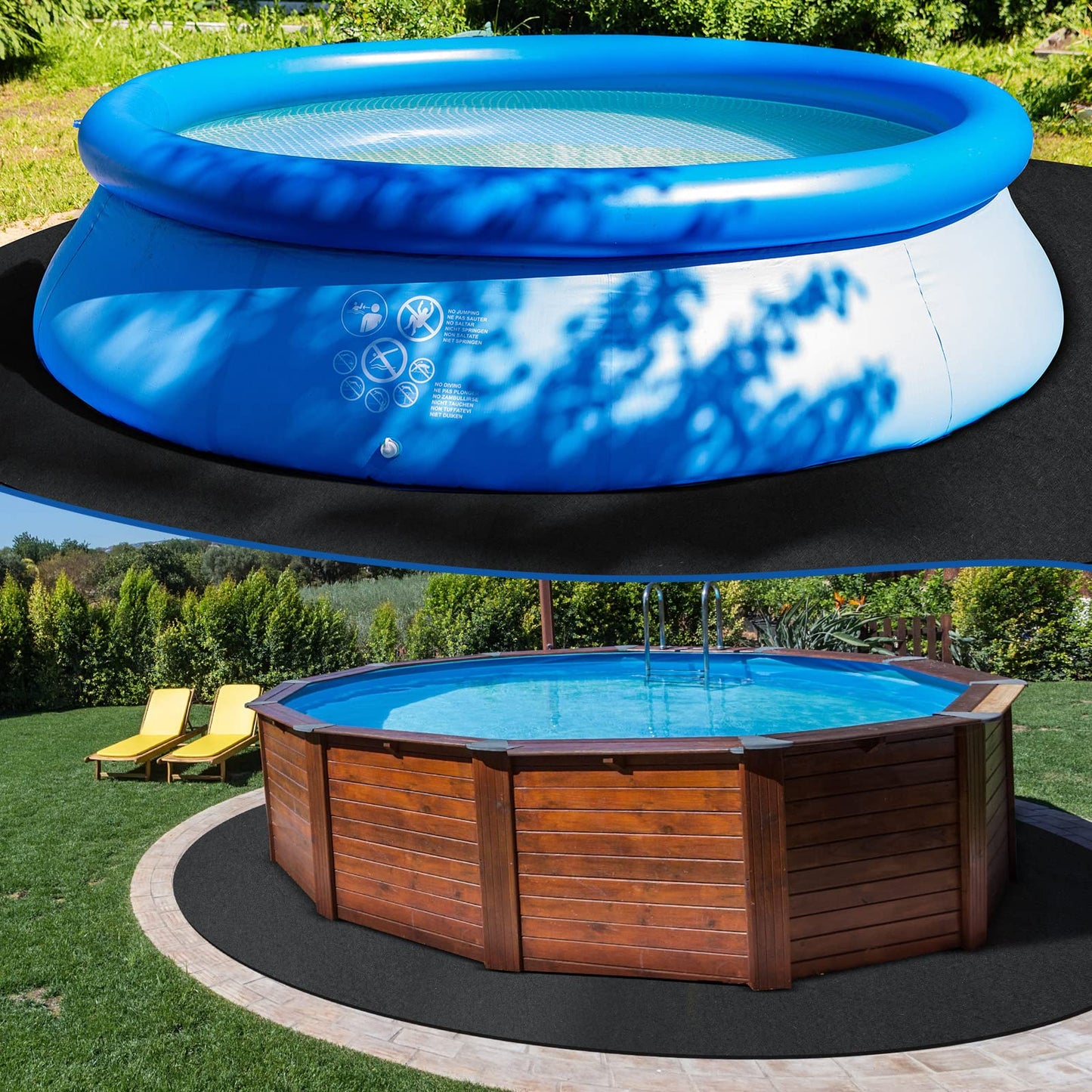 12 Foot 144 Inch Hot Tub Mat Round Pool Liner Pad for Above Ground Outdoor Indoor, Inflatable Swimming Pools Anti Slip Pad, Protect Hot Tub Pool from Wear, Absorbent Spa Pool Flooring Protector Mat