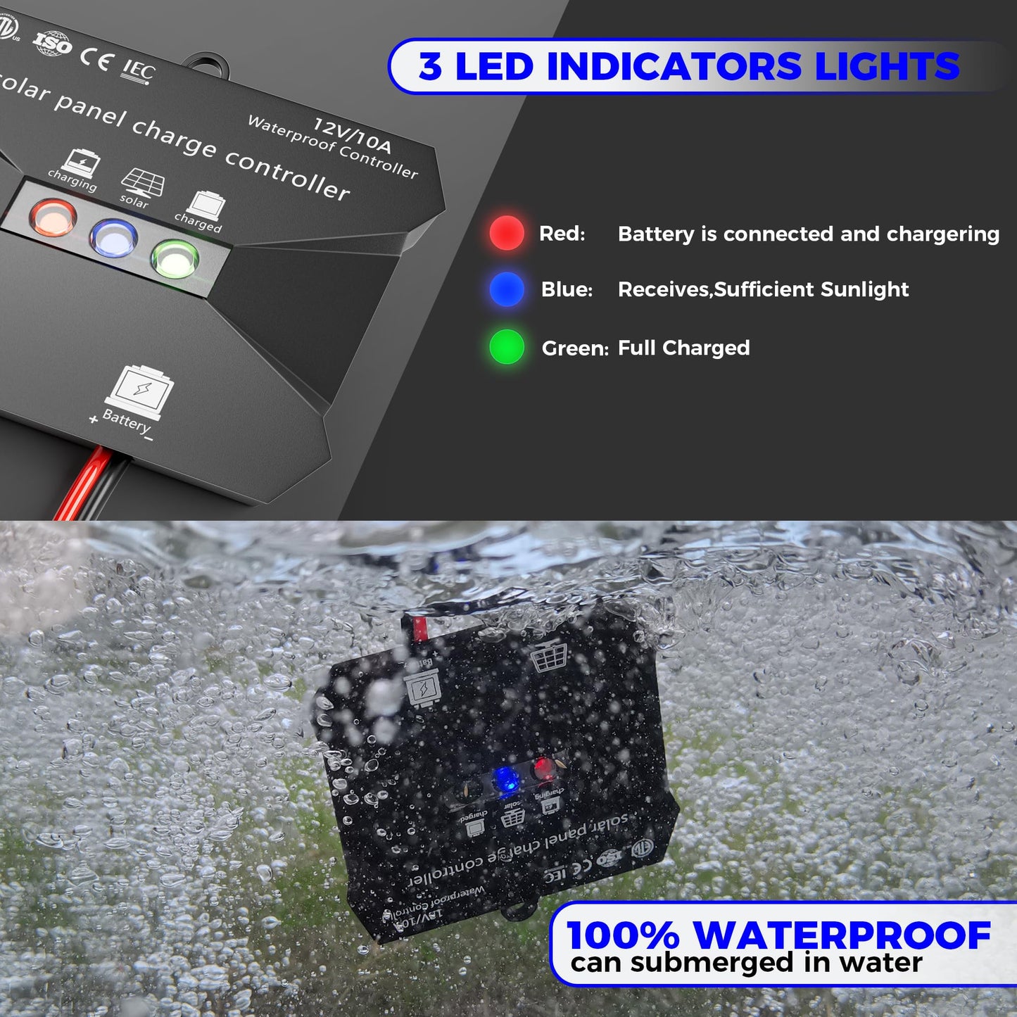 Voltset Solar Panel Kit 20W 12V, Solar Battery Trickle Charger Maintainer, Waterproof Solar Panel + Upgrade Charge Controller + Adjustable Mount Bracket for Boat RV Motorcycle Marine