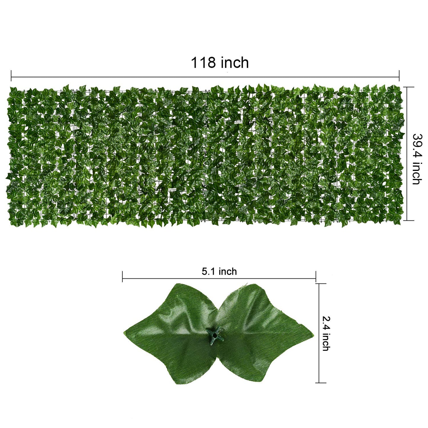 DearHouse 118x39.4in Artificial Ivy Privacy Fence Wall Screen, Artificial Hedges Fence and Faux Ivy Vine Leaf Decoration for Outdoor Garden Decor