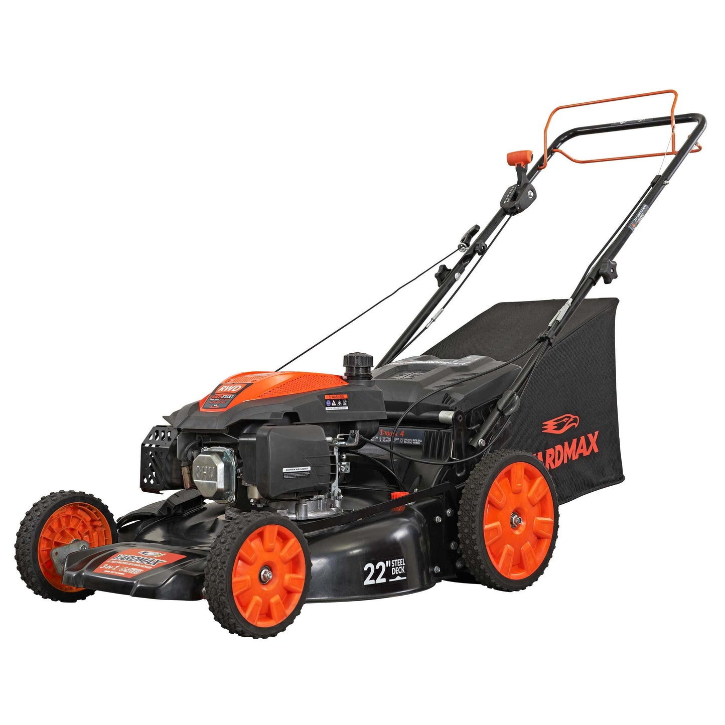 YARDMAX 22 in. 201cc Select PACE 6 Speed CVT High Wheel RWD 3-in-1 Gas Walk Behind Self Propelled Lawn Mower, Black