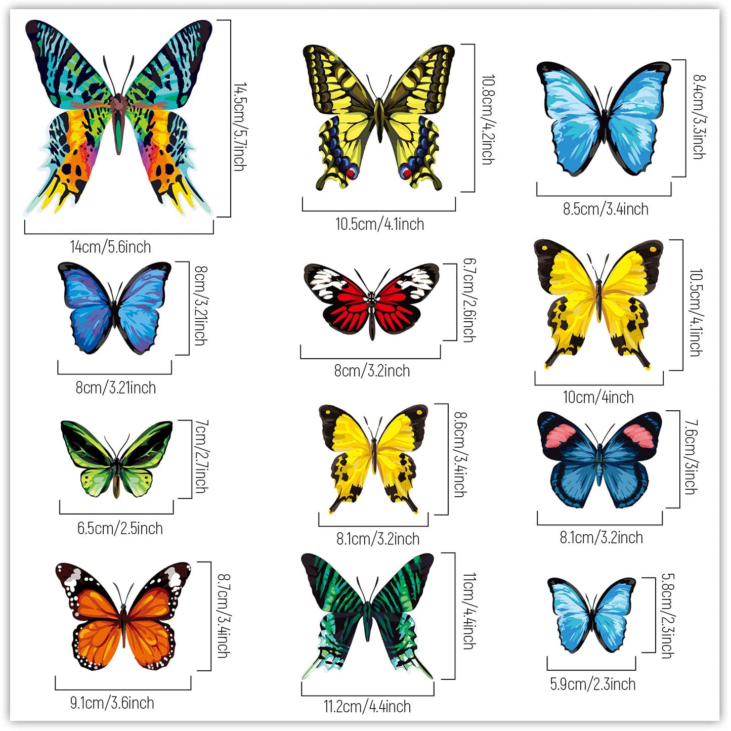 Whaline 24Pcs Colorful Butterfly Window Clings Double-Sided Anti-Collision Window Decals to Prevent Bird Strikes on Window Glass Non-Adhesive Static Butterfly Cling Stickers for Home Window Glass