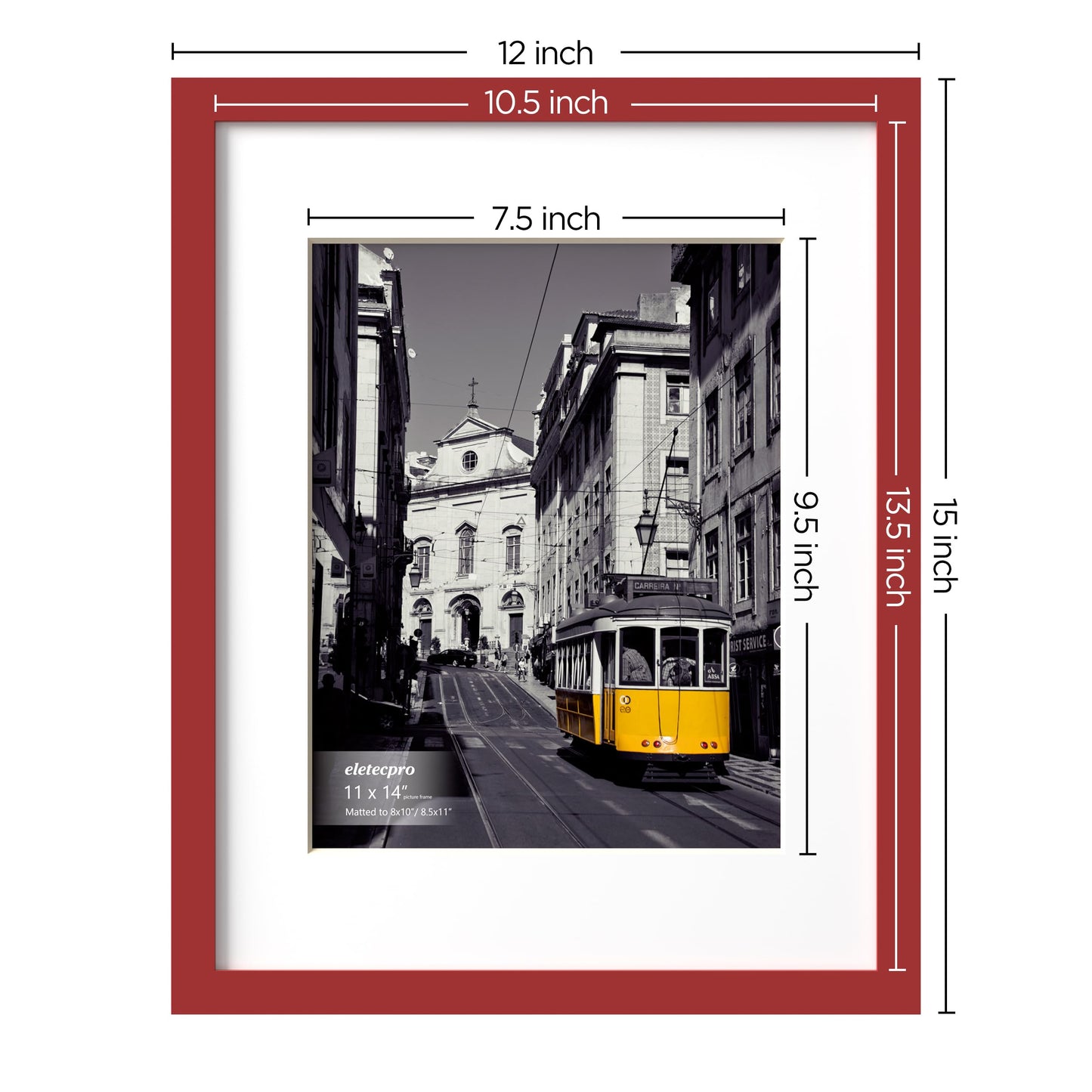 eletecpro 11x14 Picture Frames Set of 10, Picture Frame Collage Wall Decor Display 8x10 Photo With Mat or 11x14 without Mat, Home Decor Gallery Wall Frame for Wall Mounting, Red